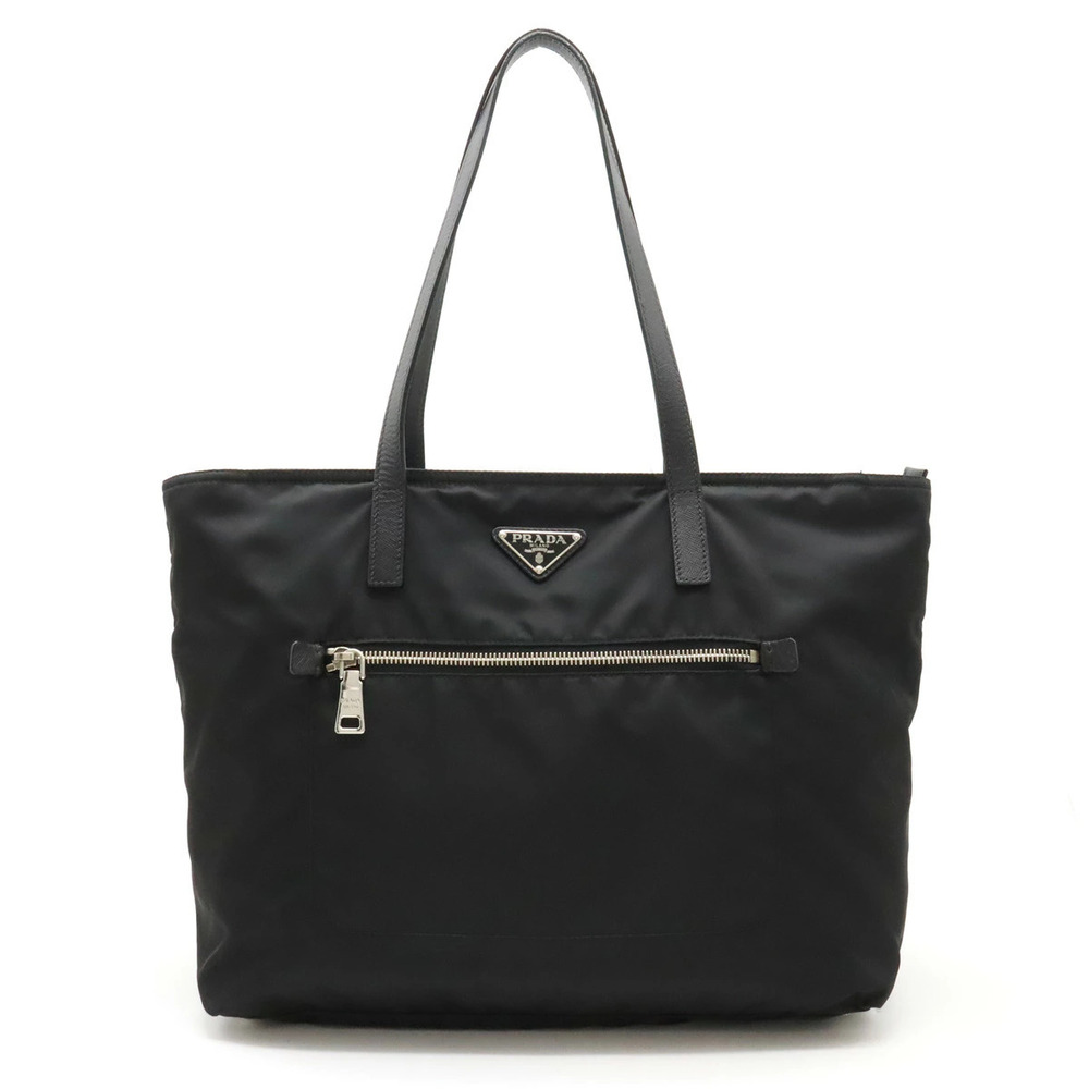 Prada Tote Tessuto Saffiano Bag Shoulder Leather NERO Black